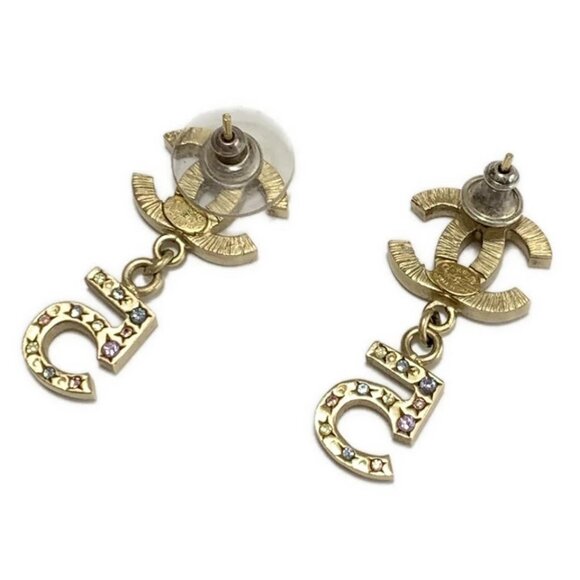 CHANEL No. 5 - Gold Hardware Rhinestones Earrings 430-082525 - Picture 2 of 3